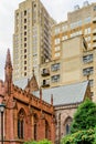 Streetscape with historic churches in Philly Royalty Free Stock Photo