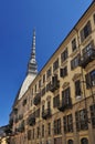 Streetscape and Mole Antonelliana, Torino, Italy. Royalty Free Stock Photo