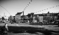 Streetscene in Beringen city in black and white Royalty Free Stock Photo