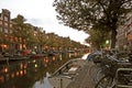 Streetview in Amsterdam Netherlands at twilight Royalty Free Stock Photo