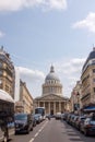 Streetview leading to the historic neoclassical mausoleum Pantheon in Paris, France Royalty Free Stock Photo