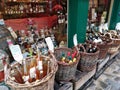 Streetview of a market in Honfleur city, France