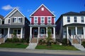 Streetview of a row of colorful houses Royalty Free Stock Photo