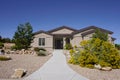 Streetview of a suburban home with xeriscape landscaping Royalty Free Stock Photo