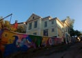 Streetview valparaiso chile colorful wall paintings Royalty Free Stock Photo