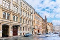 Stremyannaya Street, cityscape with old houses and the House and Tower of the Society for the Dissemination of Religious and Moral