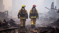 Strength Amidst the Flames: American Firefighters\' Resolute Gaze