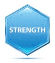 Strength crystal blue hexagon button Royalty Free Stock Photo