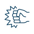 Strength Fist Punch Icon Vector. Outline Strength Fist Punch Sign