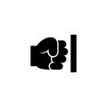 Strength Fist Punched Wall, Power Hand. Flat Vector Icon illustration. Simple black symbol on white background. Strength Fist Royalty Free Stock Photo
