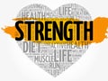 Strength heart word cloud, fitness Royalty Free Stock Photo