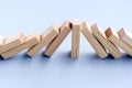 Wood Toy Block Stop Domino Effect Royalty Free Stock Photo