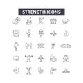 Strength line icons for web and mobile design. Editable stroke signs. Strength outline concept illustrations