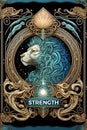 Strength. Magic occult vintage Tarot card. Digital printable illustration