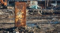 Strength in Numbers One a many a robust metal podium blends into the gritty construction site scene representing the Royalty Free Stock Photo