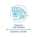 Strength and stamina turquoise concept icon