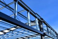 Strength of steel framing for new commercial building. Royalty Free Stock Photo