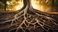 strength tree roots underground Royalty Free Stock Photo