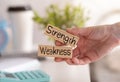 Strength Weakness word written on wood block. helpful tips text on table, concept Royalty Free Stock Photo