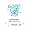 Strengthening consumer trust turquoise concept icon