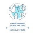 Strengthening digital culture turquoise concept icon