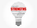 Strengths light bulb word cloud collage, business concept background Royalty Free Stock Photo