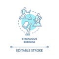 Strenuous exercise blue concept icon