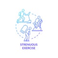 Strenuous exercise blue gradient concept icon