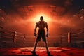 Strenuous Man boxing ring lights. Generate Ai