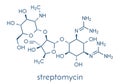 Streptomycin tuberculosis antibiotic aminoglycoside class molecule. Skeletal formula.