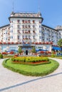 Stresa, Lake Maggiore, Italy, 05 July 2017. View of Regina Palace Hotel, located in Stresa, town on Lake Maggiore, Italy Royalty Free Stock Photo