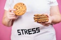 Stress, bulimia, overeating, sugar addiction Royalty Free Stock Photo
