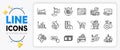 Stress, Calendar graph and Internet shopping line icons. For web app. Vector
