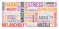 Stress, Depression, Anxiety - Word Cloud Royalty Free Stock Photo