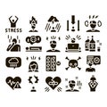 Stress And Depression Glyph Set Vector Royalty Free Stock Photo