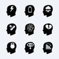 Stress and depression vector icon set