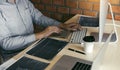Stress developing programming looking coding technology working on computer Royalty Free Stock Photo