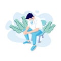Flat design illustration of stressed doctors dealing with the unfinished corona virus Royalty Free Stock Photo