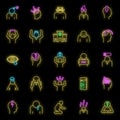 Stress emotion icons set vector neon