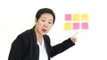 Stress facial expression Asian senior businesswoman dealing with problems at work Royalty Free Stock Photo