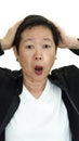 Stress facial expression Asian senior businesswoman dealing with problems at work Royalty Free Stock Photo