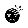 Black solid icon for Stress, tension and brain