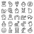 Stress icons set, outline style