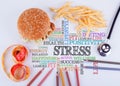Stress the inscription on the table. Healthy diet, lifestyle, bo Royalty Free Stock Photo