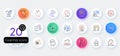Stress line icons. Mental health, depression and confusion thoughts outline icons. Vector