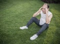 Stress Man holding his head Royalty Free Stock Photo