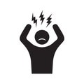 Stress nervous icon. Angry person, crazy flat style icon. Headache glyph icon.