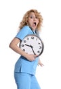 Stress - nurse woman running late Royalty Free Stock Photo