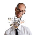 Stress and overwork concept. Explosion of a head of a businessman Royalty Free Stock Photo