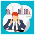 Stress people adult male sad and problem work vector illustration